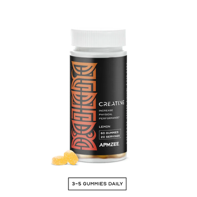 APMZEE Creatine gummies bottle with gummies on a white background